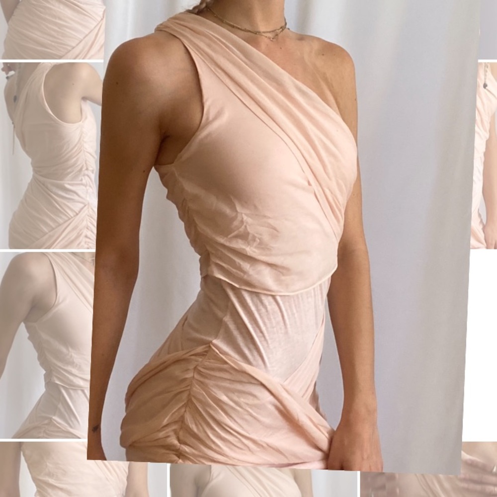 Blush Pink Ruched One Shoulder Dress 👗 💗 Alice & Olivia size XS